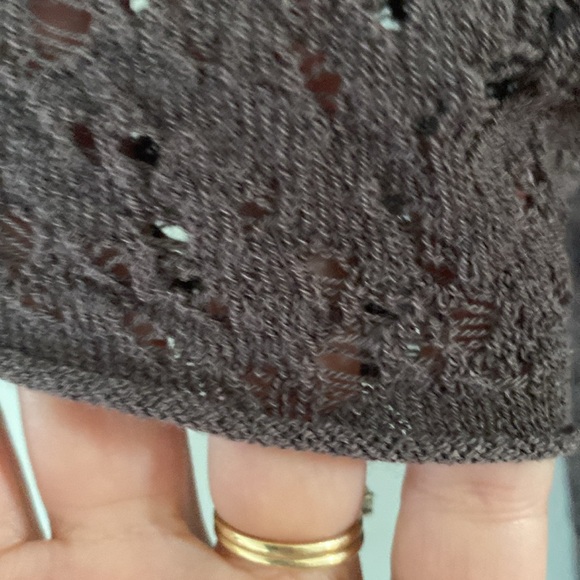 Eileen Fisher Brown Open Lacey Knit Wool Cardigan Size XS 100% wool - Picture 9 of 10
